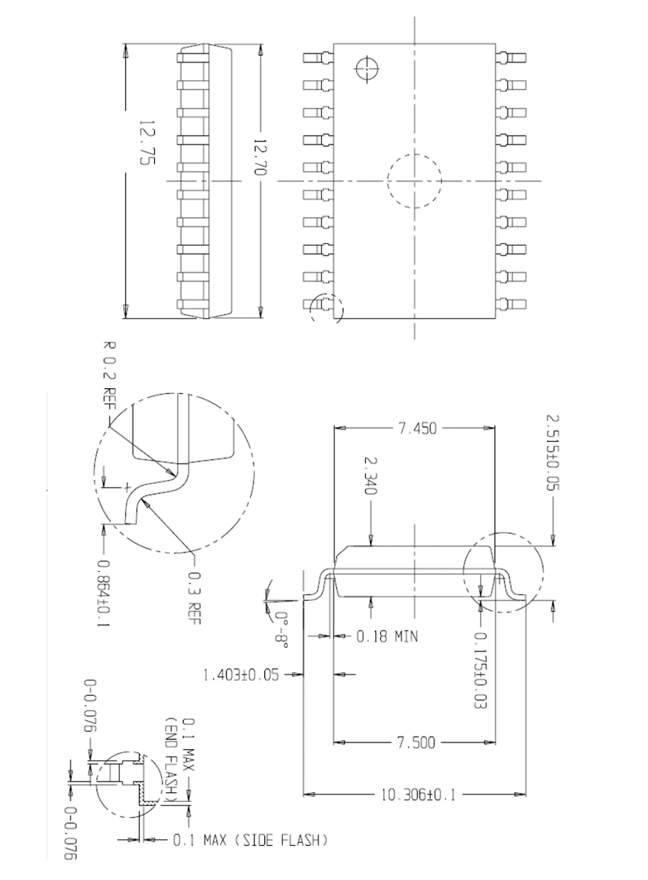 YF2722單機片SOP20外形圖與封裝尺寸
